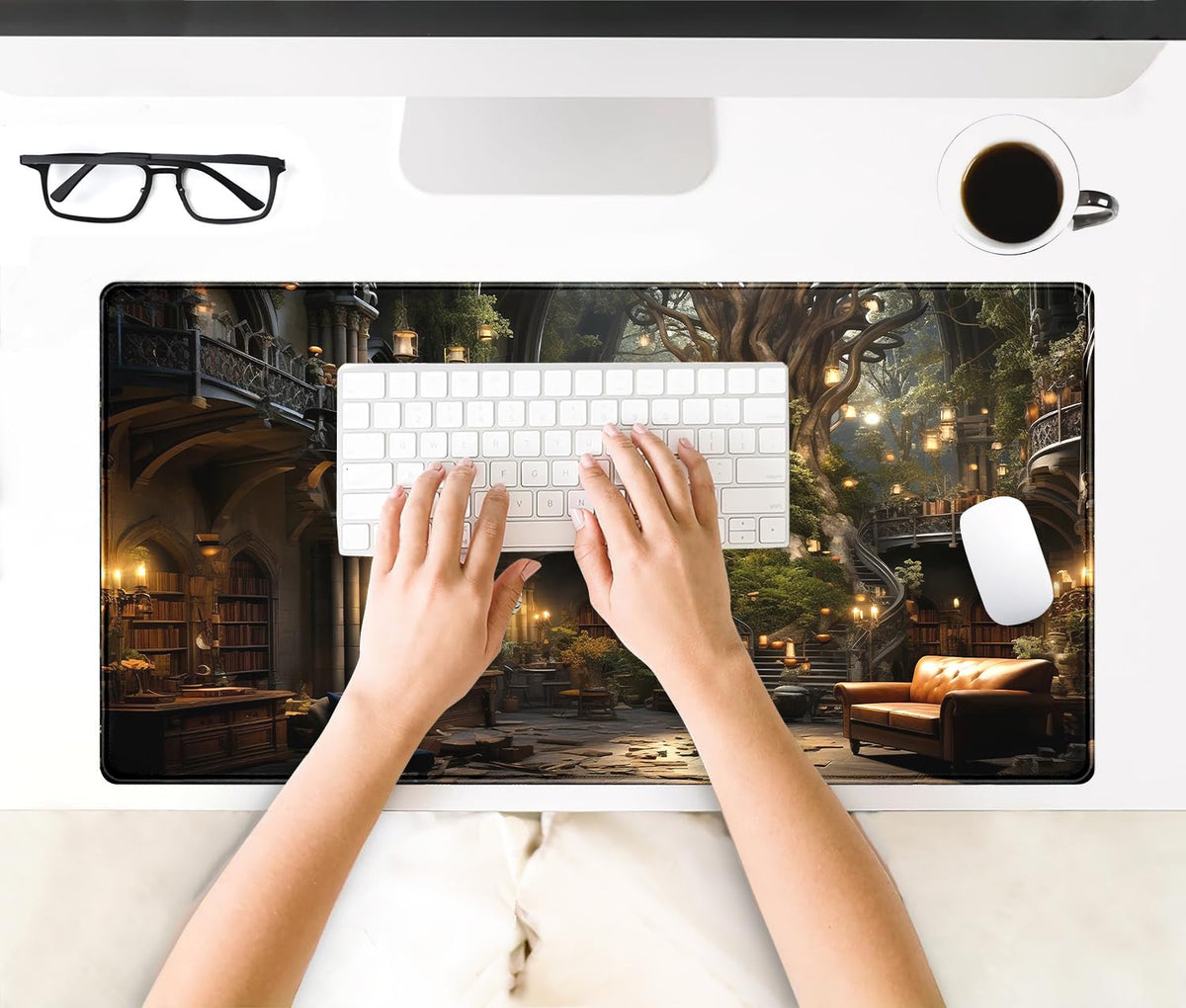 Nasdalgias Dark Academia Bookish Desk Mat Adventure Dreams Extended Mousepad Large Gaming Mousepad