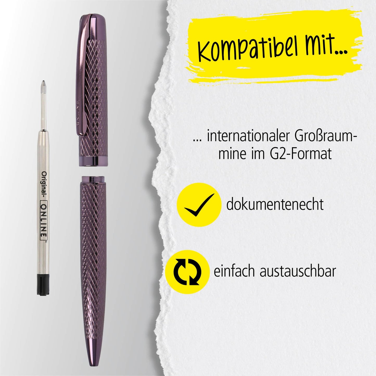 Online Eleganza Diamond Wine Ballpoint Pen Metal, Red, Black Ink, Refillable, Gift Box