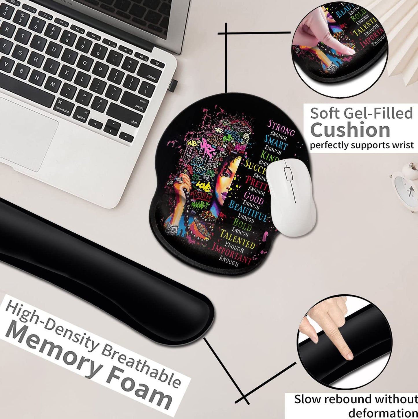 Ergonomic Mouse Pad with Wrist Support Gel, Comfortable Wireless Mouse pad, Pain Relief Mousepad