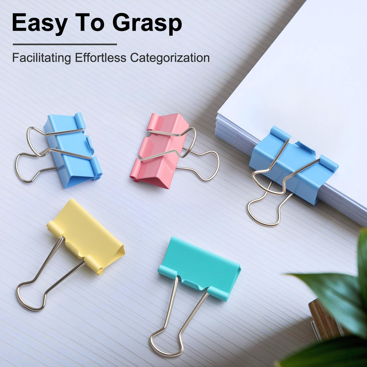 Colored Binder Clips,Medium Binder Clip 1.25 Inch (48 Pack) with Container