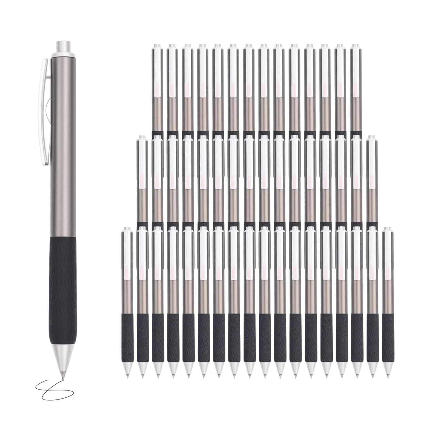 HZDIYAKE Black Gel Pens, 50Pack Bulk Black Gel Pens, 0.5mm Fine Tip, Black Ink, Smudge-Free