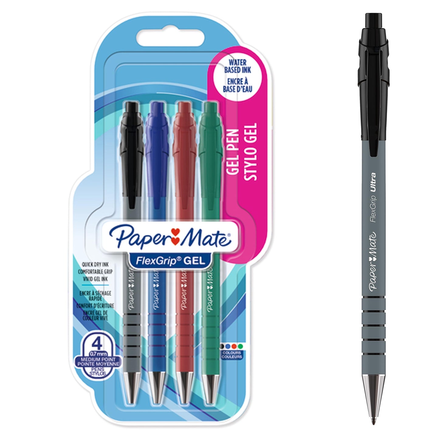 Paper Mate FlexGrip Gel Pens | Medium Point (0.7 mm) | Handwriting Pens & Stationery Supplies |