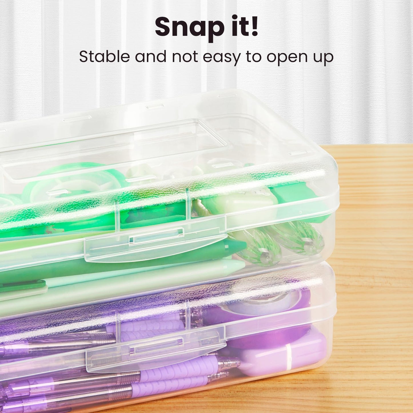 Sooez 6 Pack Pencil Box, Hard Pencil Boxes for School Supplies Bulk, Large Plastic Pencil Case with