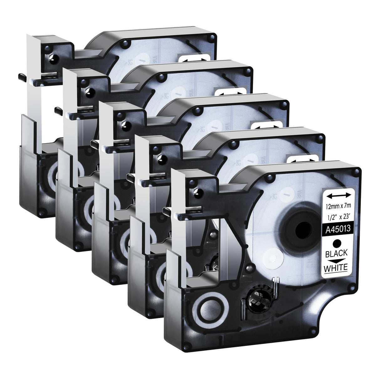 GREENCYCLE 5 Pack Compatible for DYMO D1 45013 S0720530 Label Maker Tape 45013s A45013 Black on