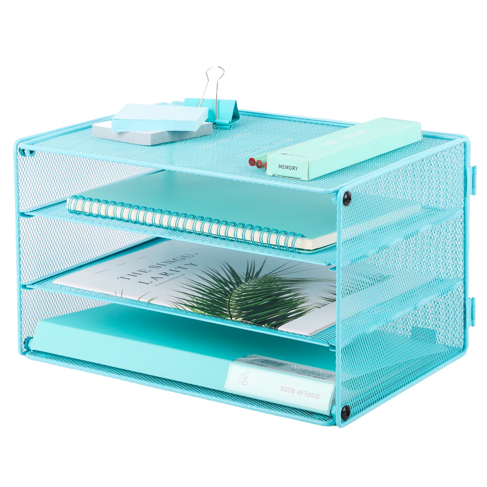 EASEPRES Paper Organizer Tray, 3 Tier Mesh Desk File Organizer Letter Sorter Holder for Home