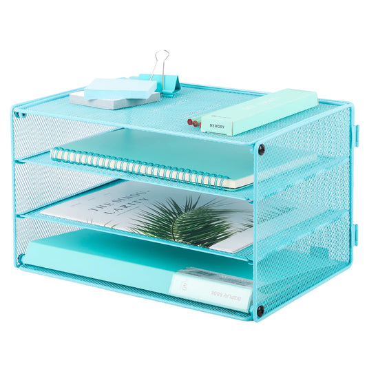 EASEPRES Paper Organizer Tray, 3 Tier Mesh Desk File Organizer Letter Sorter Holder for Home