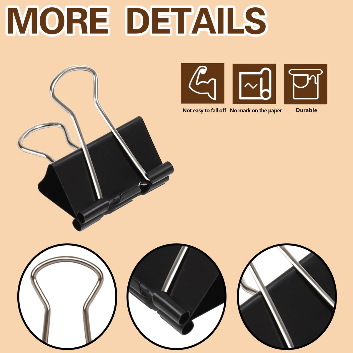 Qimailer Binder Clips, 1.25 Inch, Black, Medium
