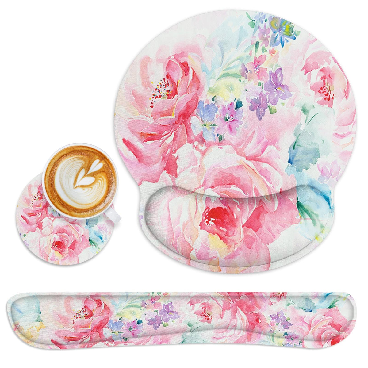 Britimes Ergonomic Mouse Pad Set with Wrist Rest, Watercolor Abstract