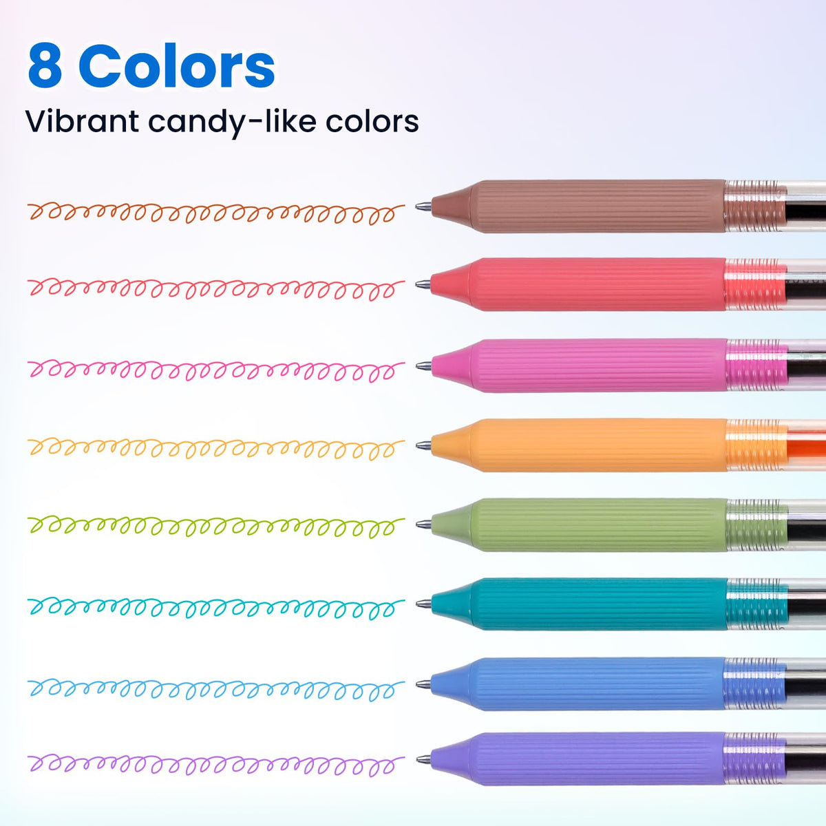 WRITECH Gel Pens Fine Point: 0.5mm Multicolor Ink Retractable 8ct Smooth Writing No Smear for