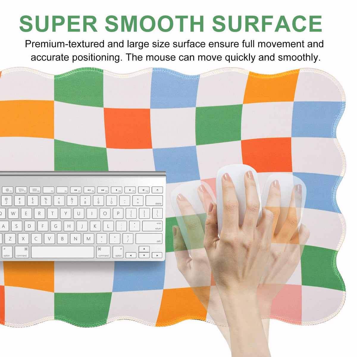 L-SPOUTTO Checkered Mouse Pad,Scalloped Groovy Desk Mat XXL Gaming Mousepad