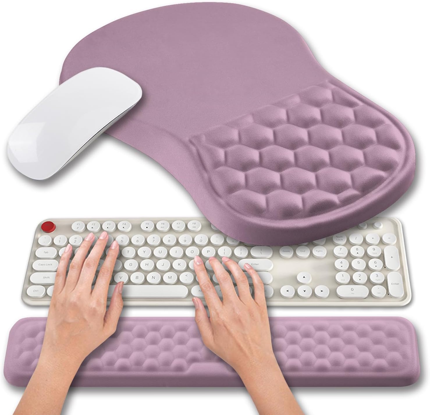 Hokafenle 2 in 1 Ergonomic Mouse Pad Wrist Support & Wrist Rest for Computer Keyboard Set, with