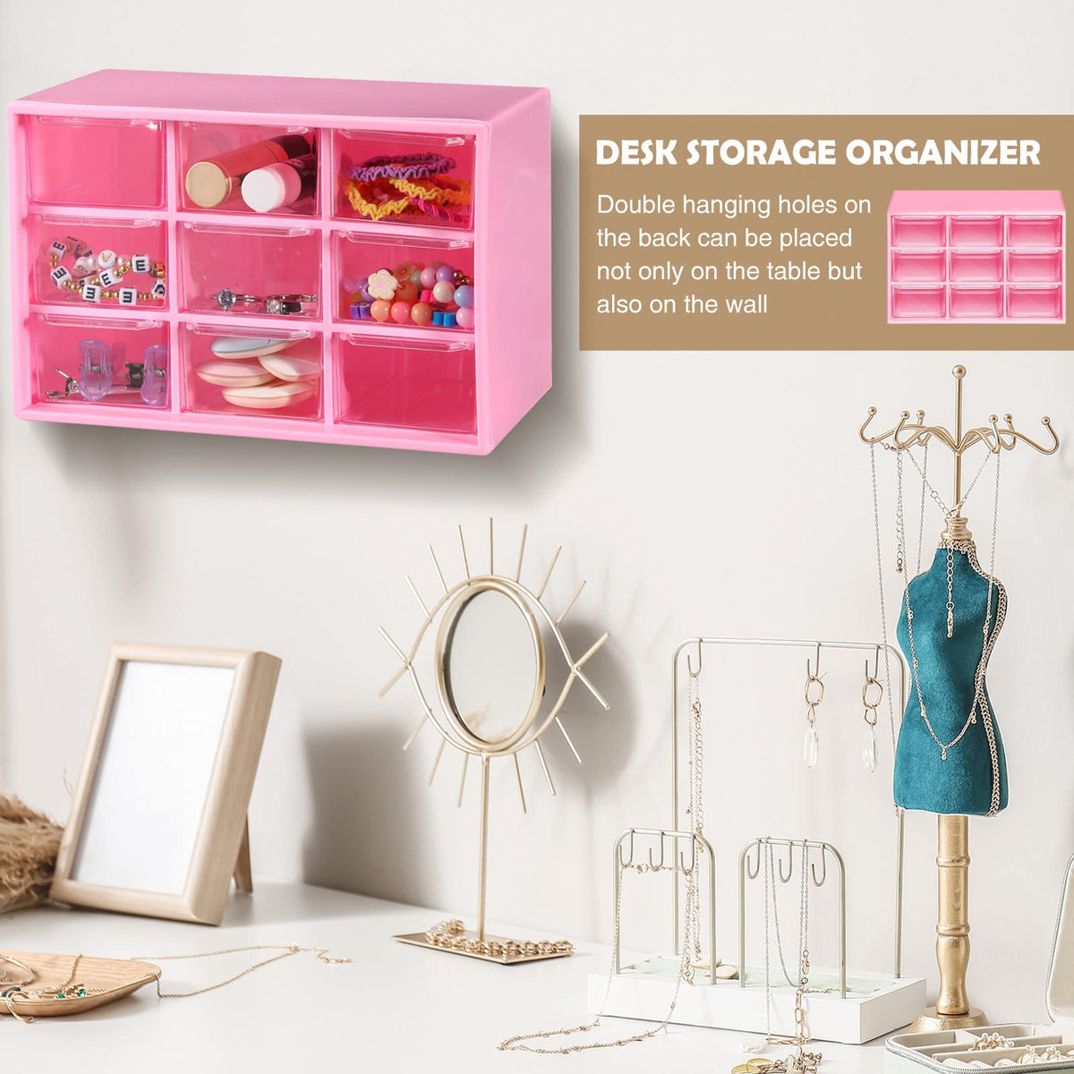 Amyhill 6 Pcs Mini Drawer Organizer Small Organizer with 9 Drawers Plastic Desktop Craft Storage