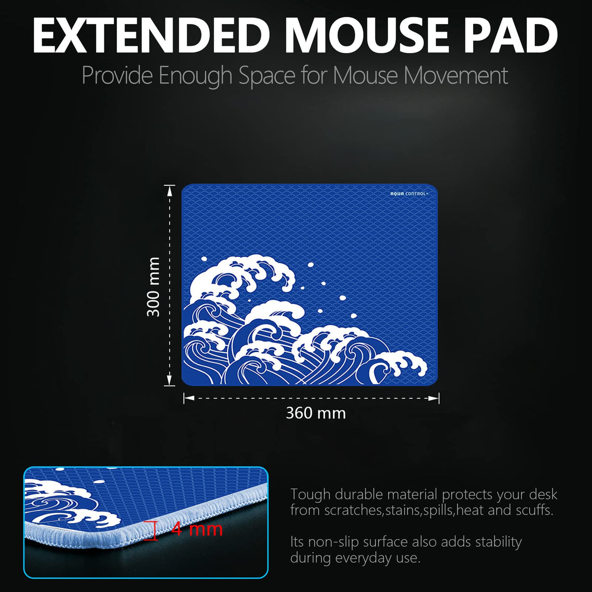 X-Raypad Aqua Control Plus Wave Gaming Mouse Pad, Ultra-High Precision Mouse Pad with Perfect Speed
