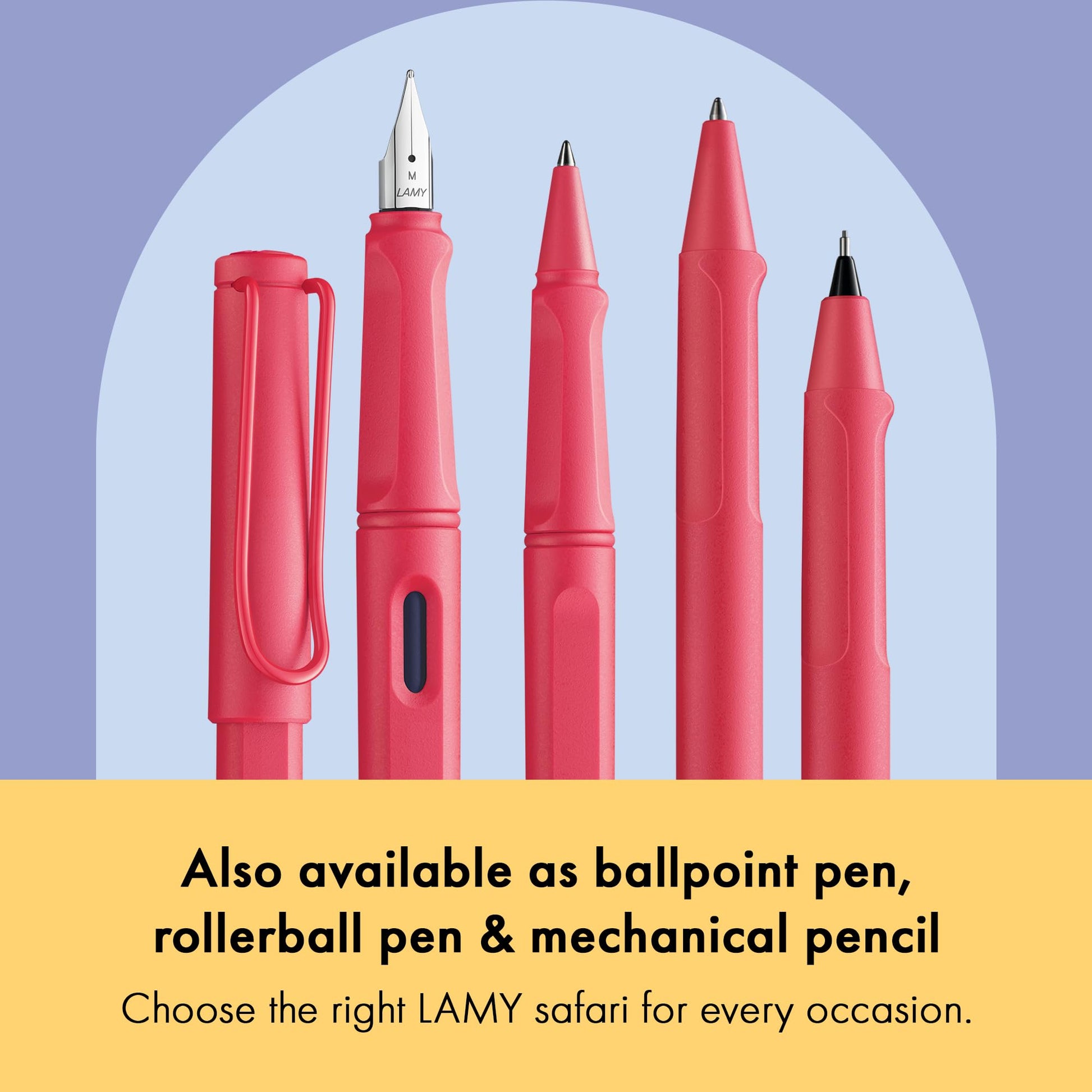 LAMY safari sunset - Fountain Pen with ergonomic grip & polished steel nib in size M - ideal for