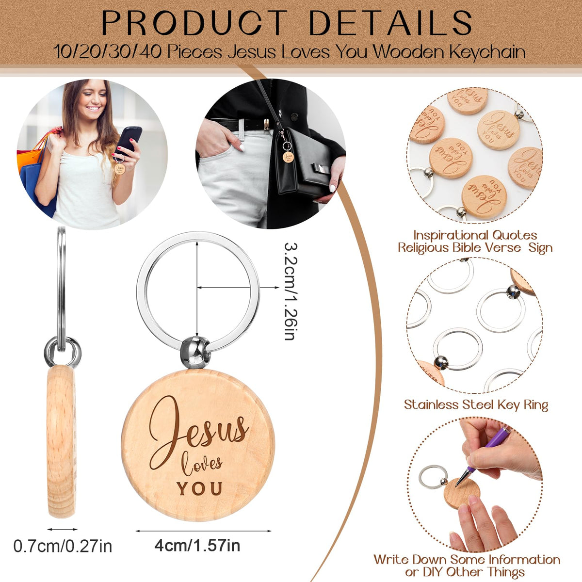 Tenceur 30 Sets Jesus Loves You Christian Notebooks Pens Keychains