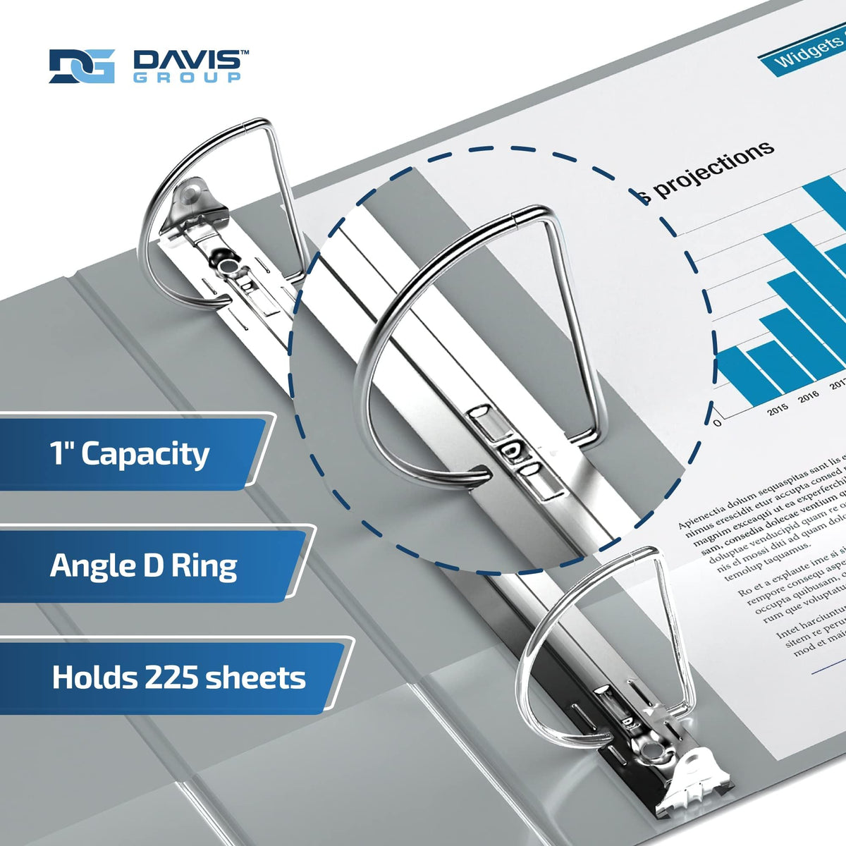 Premium Economy 3-Ring Binder, Spine Label, 1" D Rings, Gray, 6 Pack