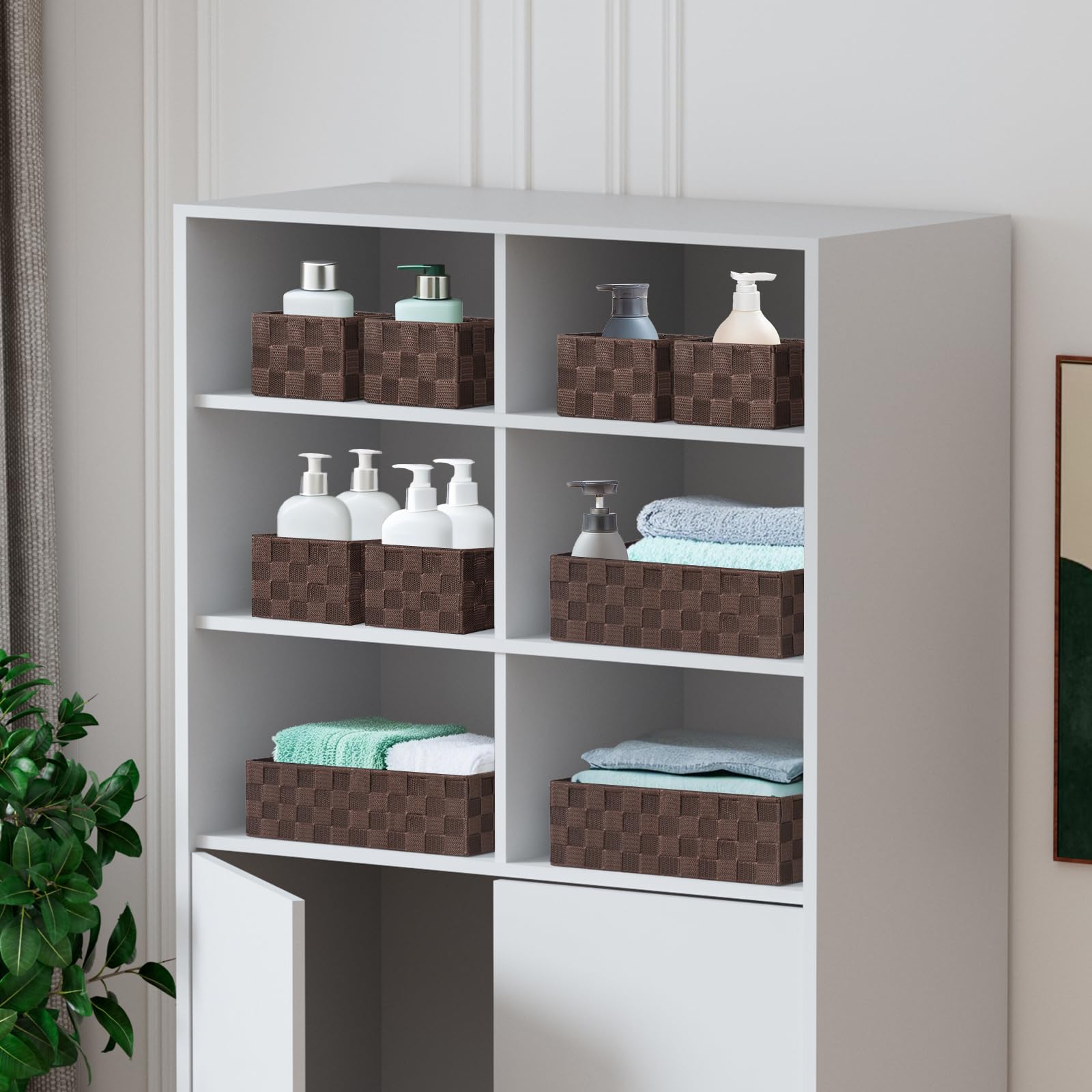 Posprica Woven Baskets, Storage Baskets for Organizing (Set of 8), Cube Baskets Bin Container