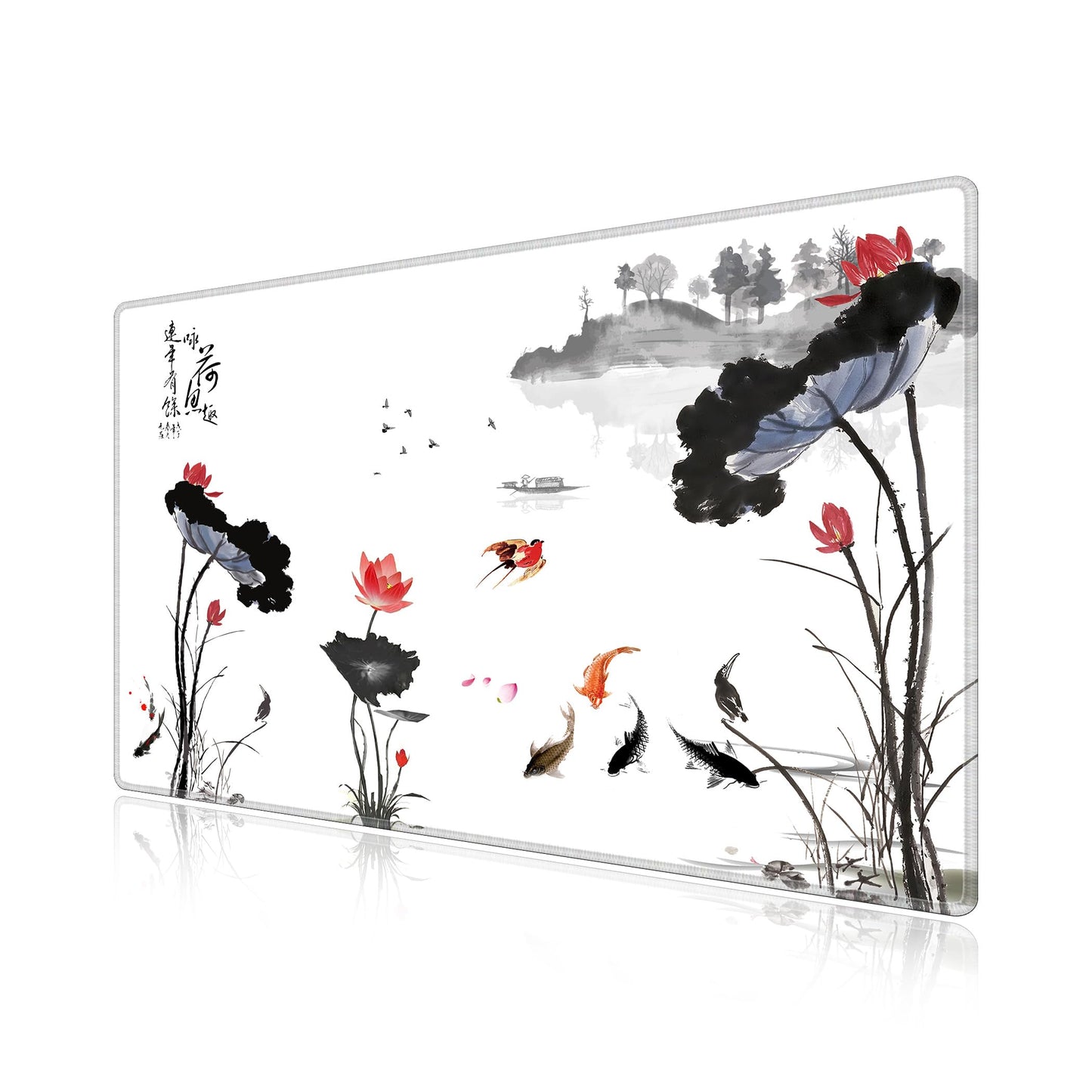 LL-COEUR XXL Landscape Gaming Mouse Pad Computer Keyboard Mat Office Desk Pad (Lotus, 23.6" x 15.7"