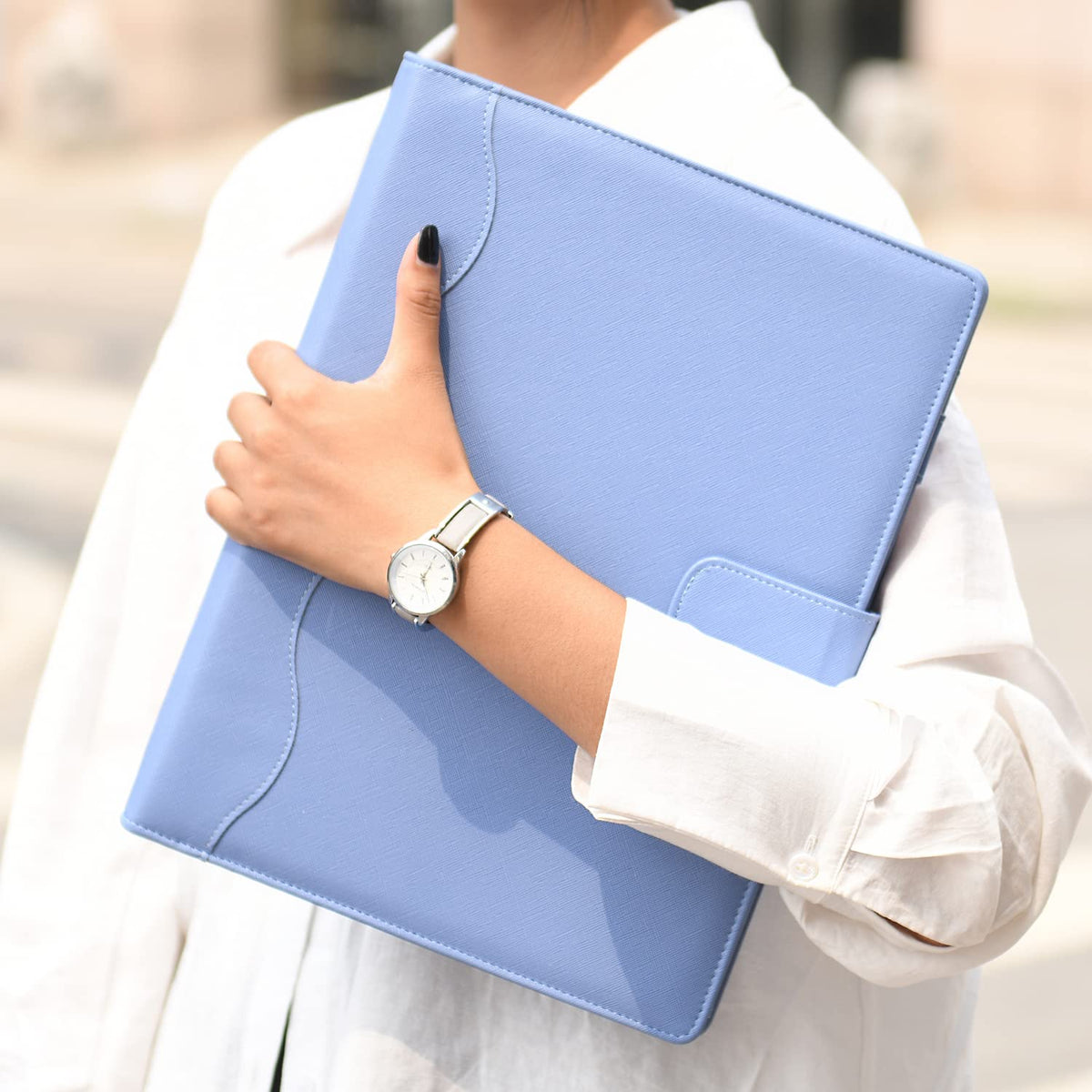 Wonderpool A4 PU Leather 3 & 4 Ring Holder Writing Portfolio Multi Document Case with Removable