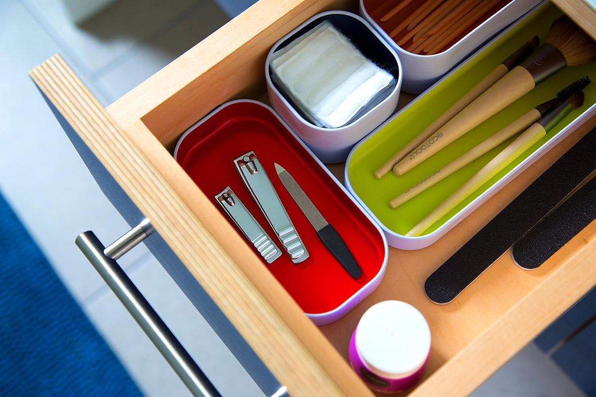 Three by Three Seattle Metal Drawer Organizer Tray Set, 5-Pc, 1" (Assorted)