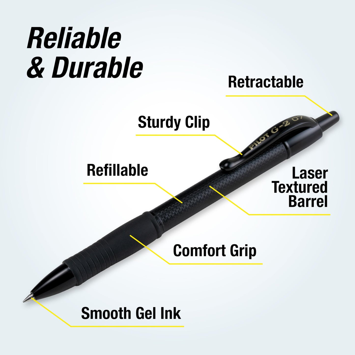 PILOT, G2 Edge Premium Gel Roller Pens, Gel Pens Black Ink, Pack of 12