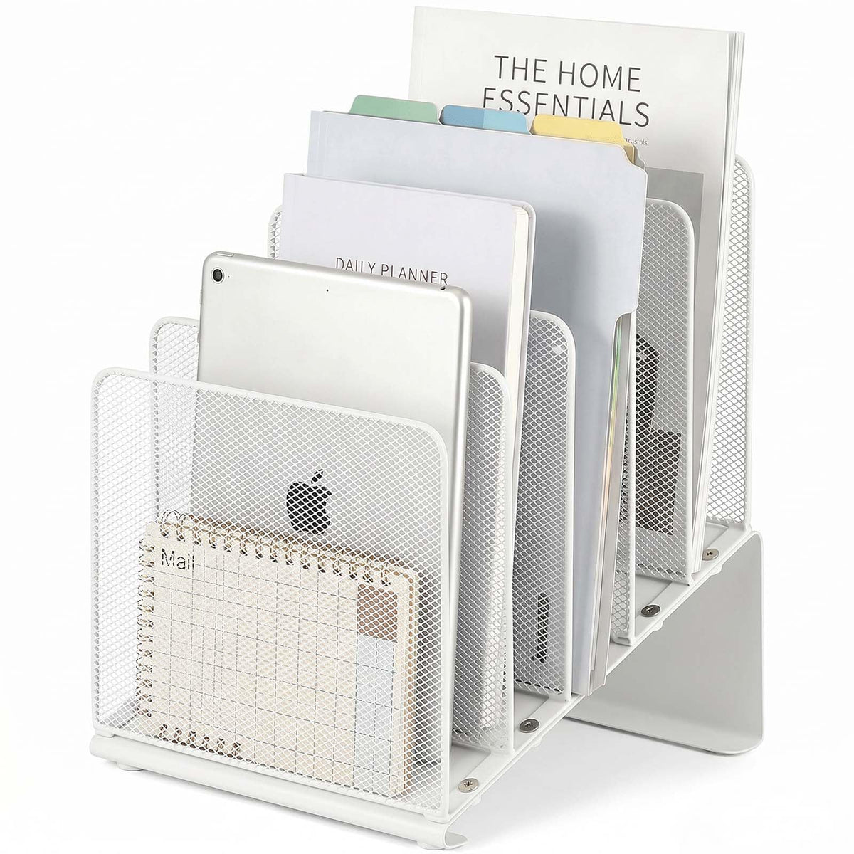 LEKETREE File Organizer for Desk, Desk Organizer with 5-Section Vertical File Rack, File Folder