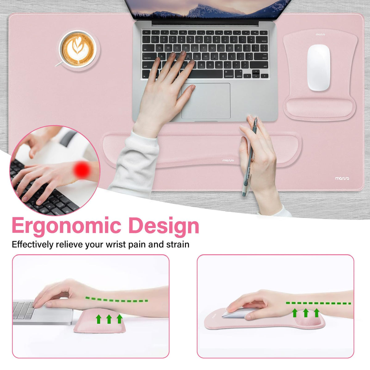 MOSISO Keyboard Mouse Pad Set, Large Gaming Mousepad&Keyboard Wrist Rest