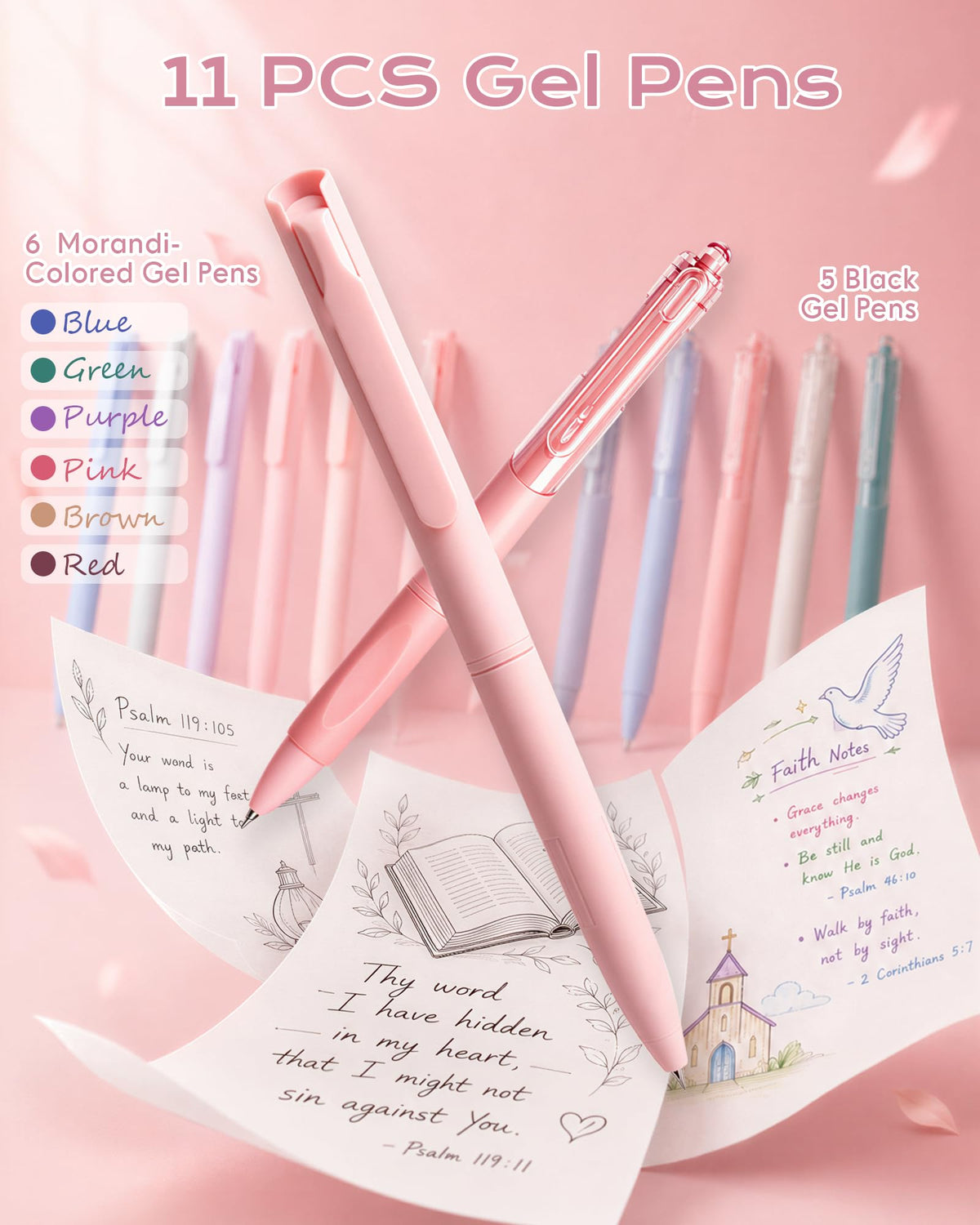 XKDOUS 40 Bible Study Kit, Journaling Supplies for Women with Case, Pink
