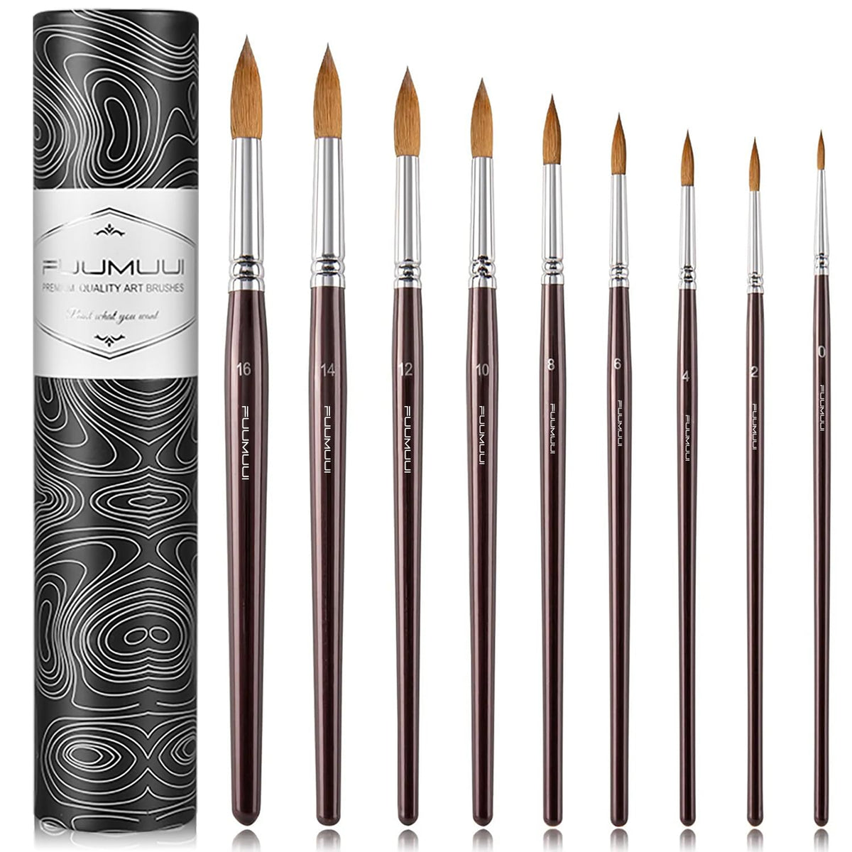 Sable Watercolor Brushes 9pcs Professional Superior Kolinsky Watercolor Paint Brushes for Artists