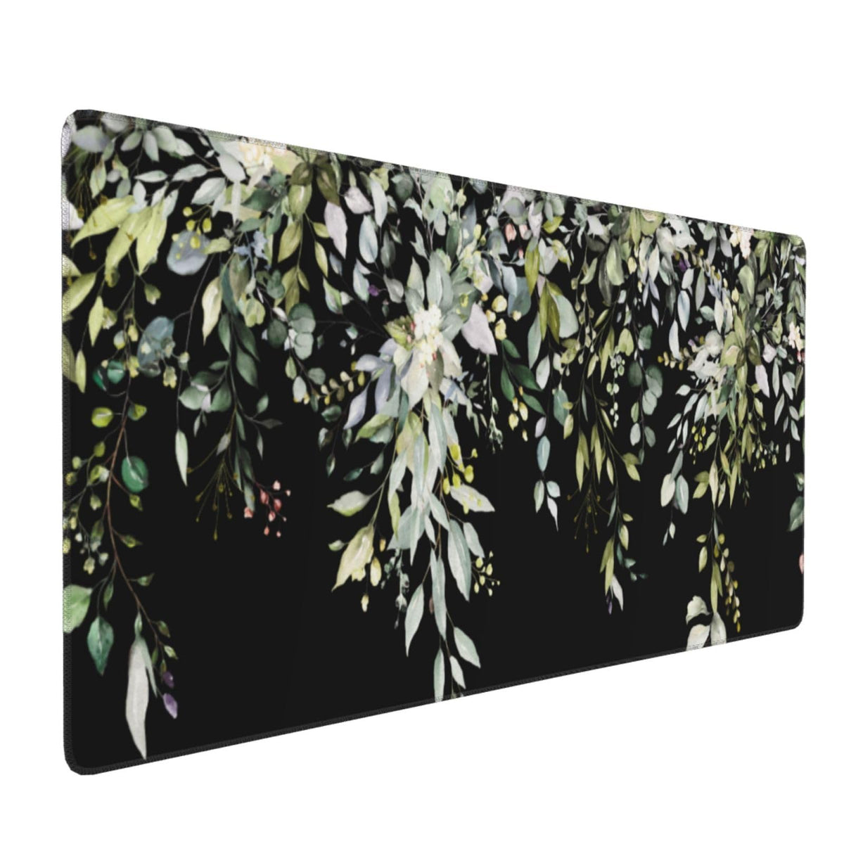 Green XXL Sage Green Leaves Gaming Mouse Pad 35.4"X15.7" Wildflower Extended Keyboard Mat Non-Slip