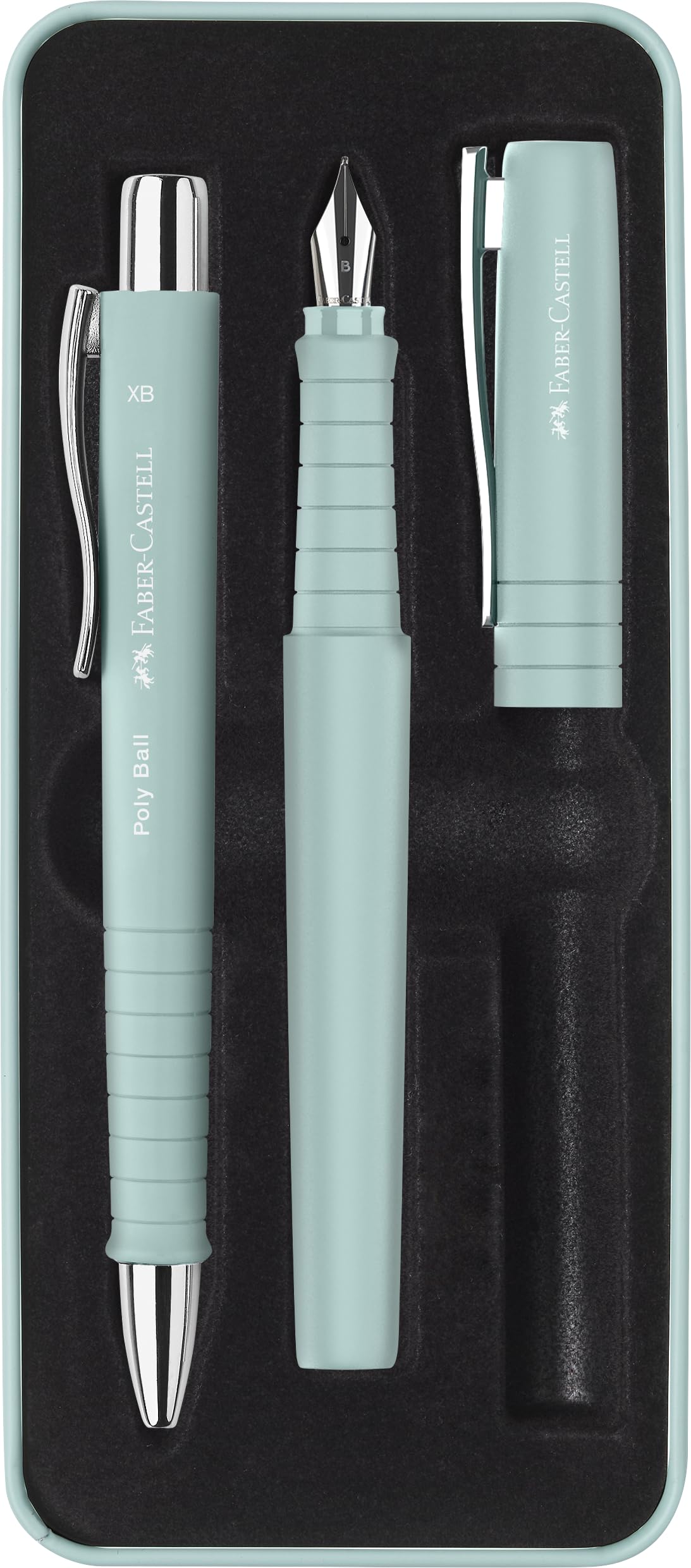 Faber-Castell Poly Pen Fountain and Ballpoint Pen Gift Set – Caribic Blue: Fountain Pen Set with