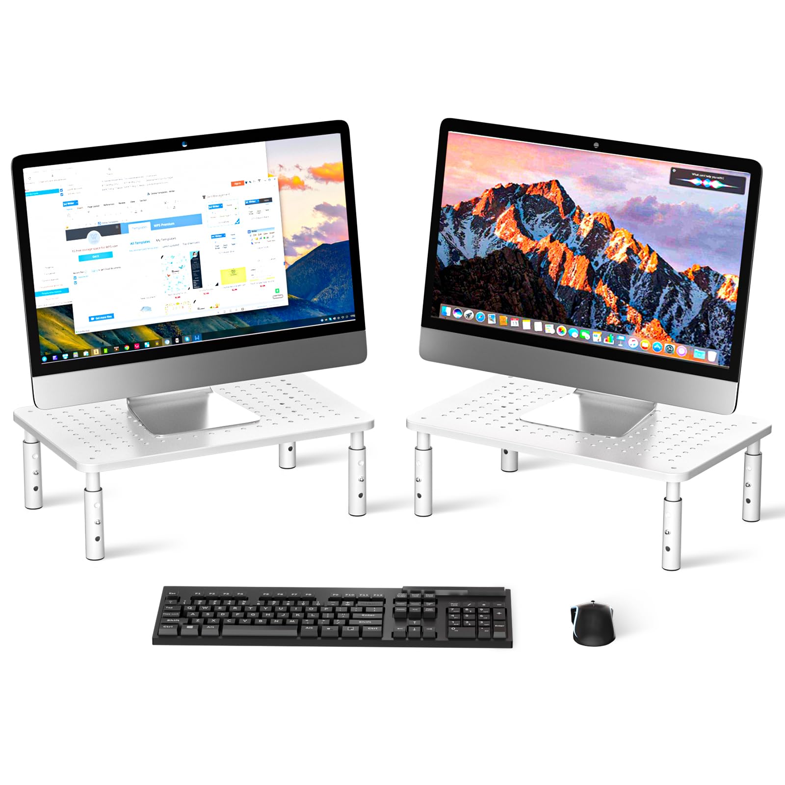 Bracwiser Monitor Stand Riser, 3 Level Height Adjustable, 2 Packs, White