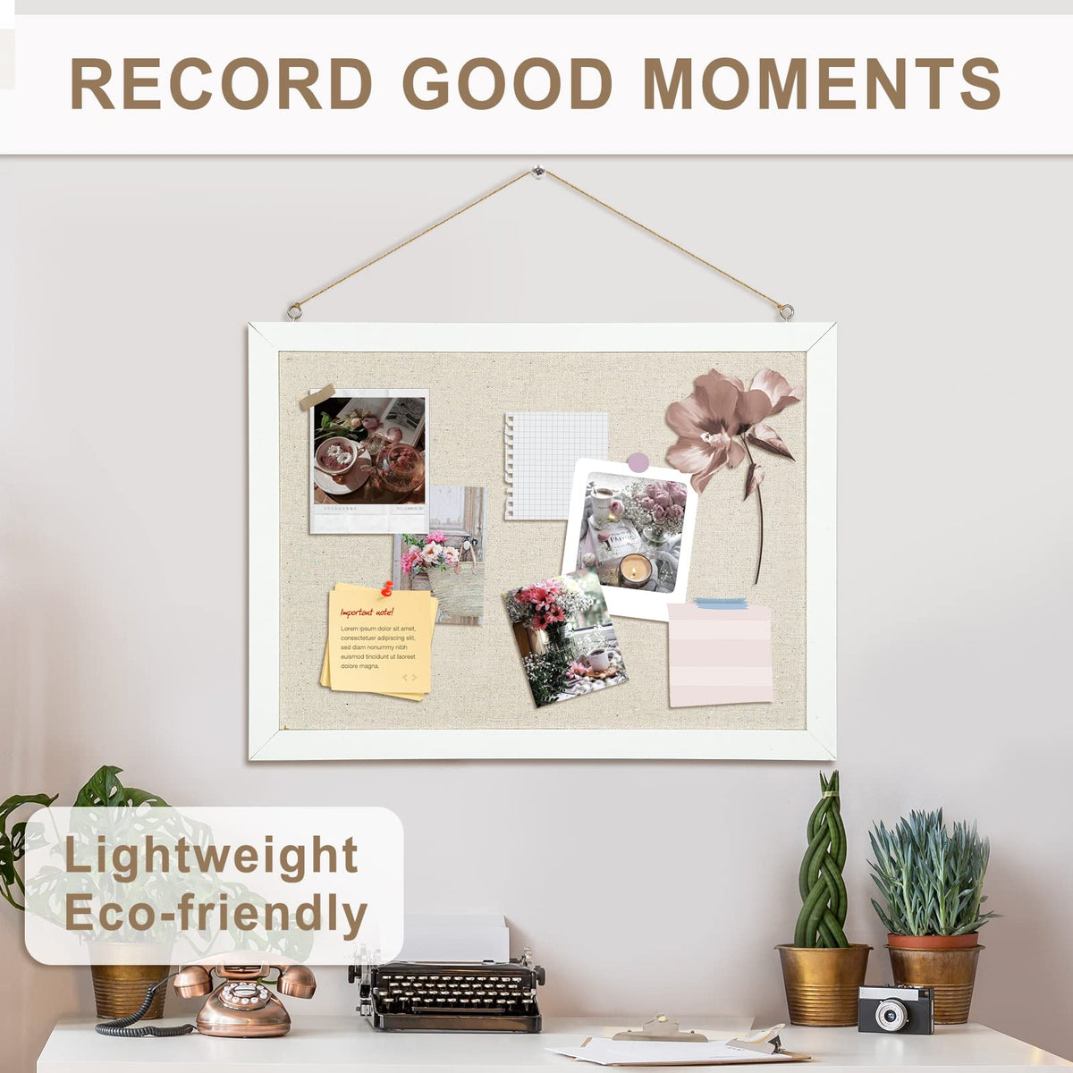 AMUSIGHT 2-Pack Double-Sided Wood Framed Cork Board with Linen, 16" x 12"