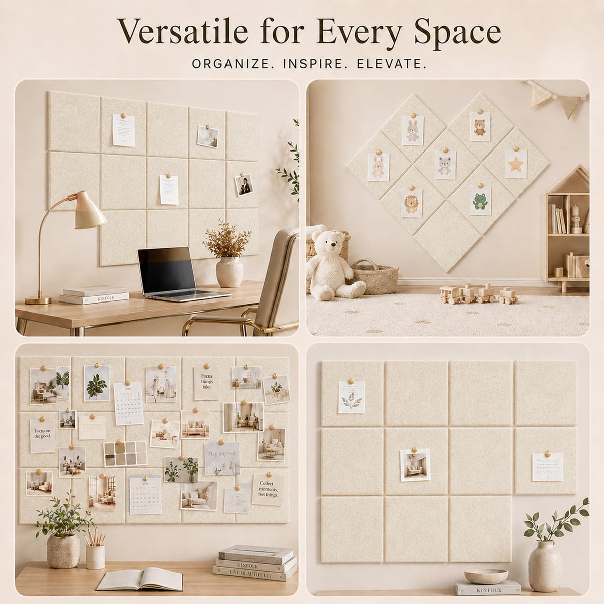 Baysola Felt Bulletin Board Tiles, Cork Board Alternative, 48 x 36 in