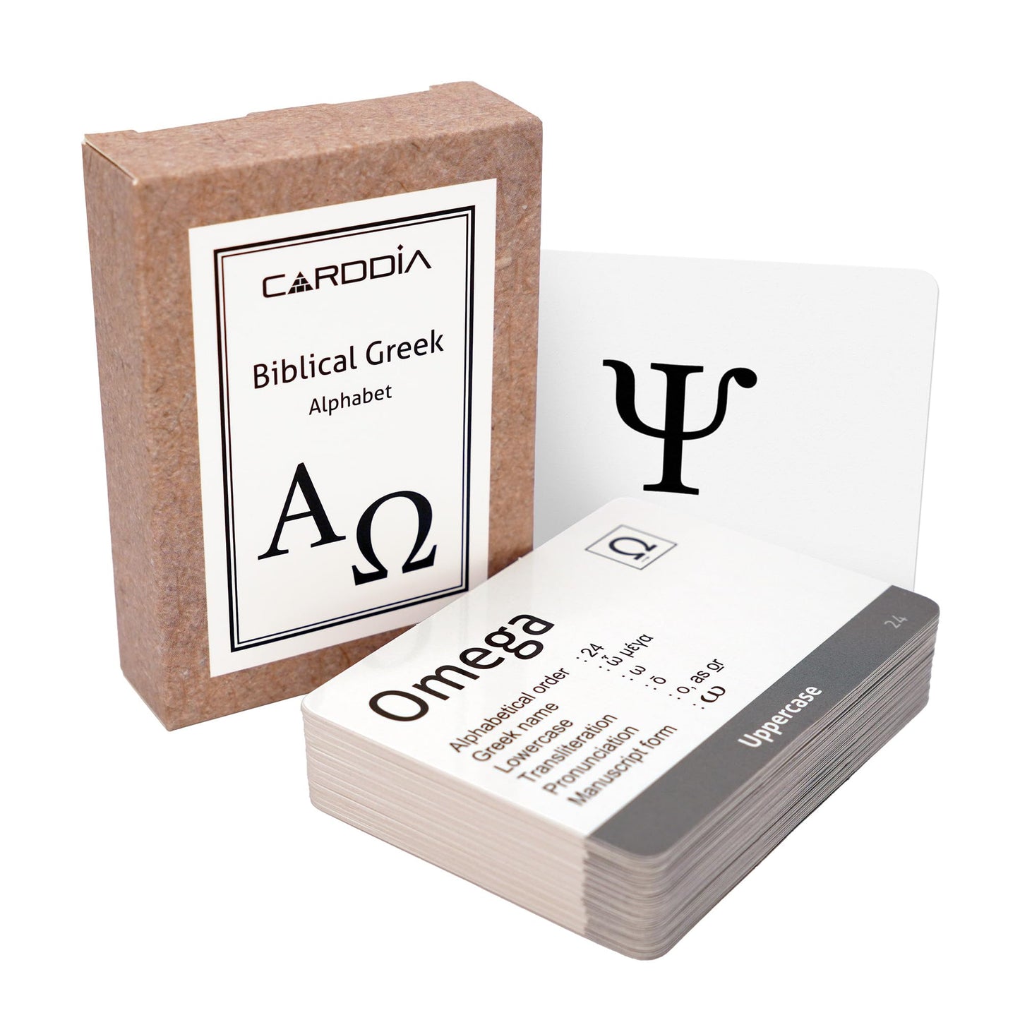 CARDDIA | Biblical Greek Alphabet Educational Flashcards | Includes Uppercase, Lowercase, Diacritic