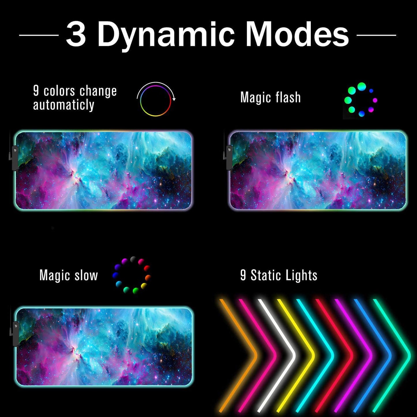 RGB Gaming Mouse Pad with Coffee Coaster, XXL Large Glowing LED Mousepad, Anti-Slip Rubber Base