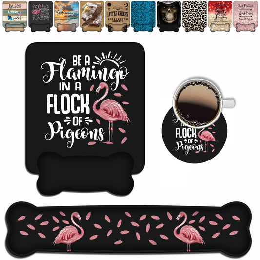 Keyboard Wrist Rest + Mouse Pad Wrist Rest Support Set with Coasters,Be a Flamingo in a Flock