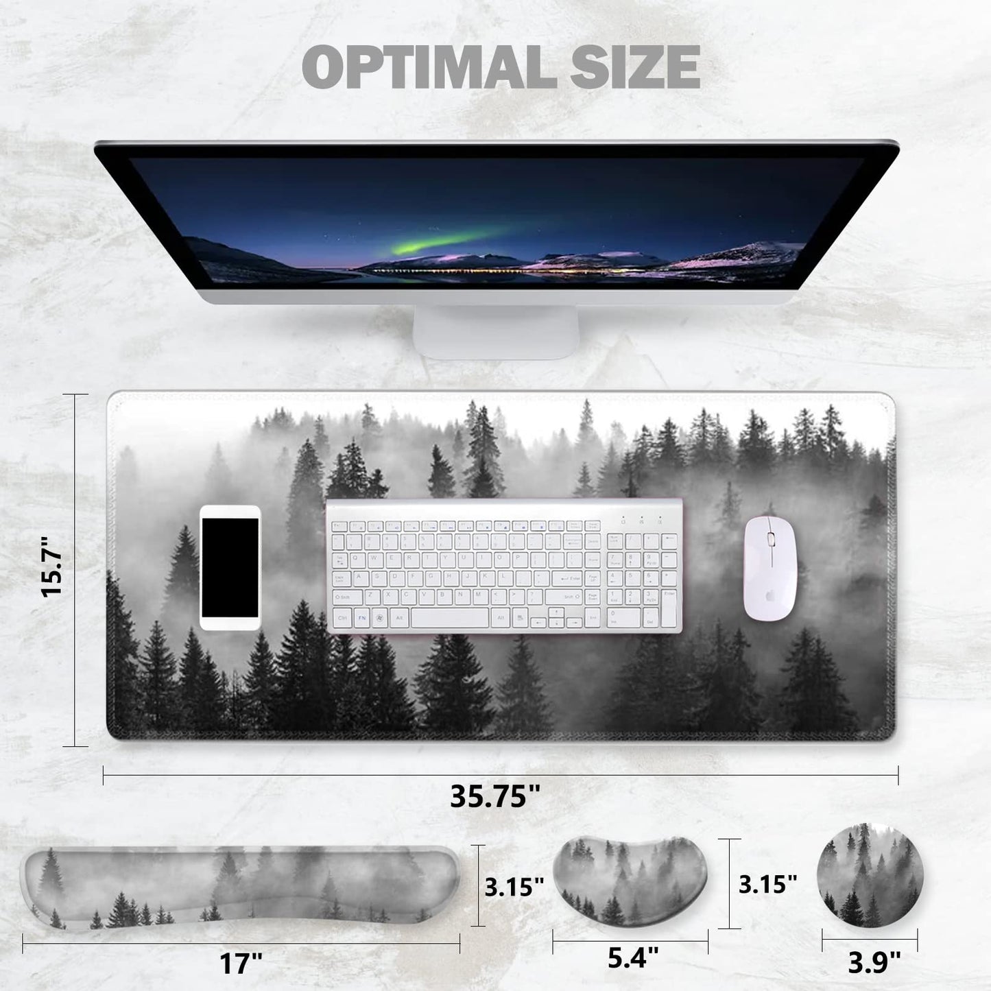 ToLuLu Extended Gaming Mouse Pad, Ergonomic Keyboard Mouse Wrist Rest Set