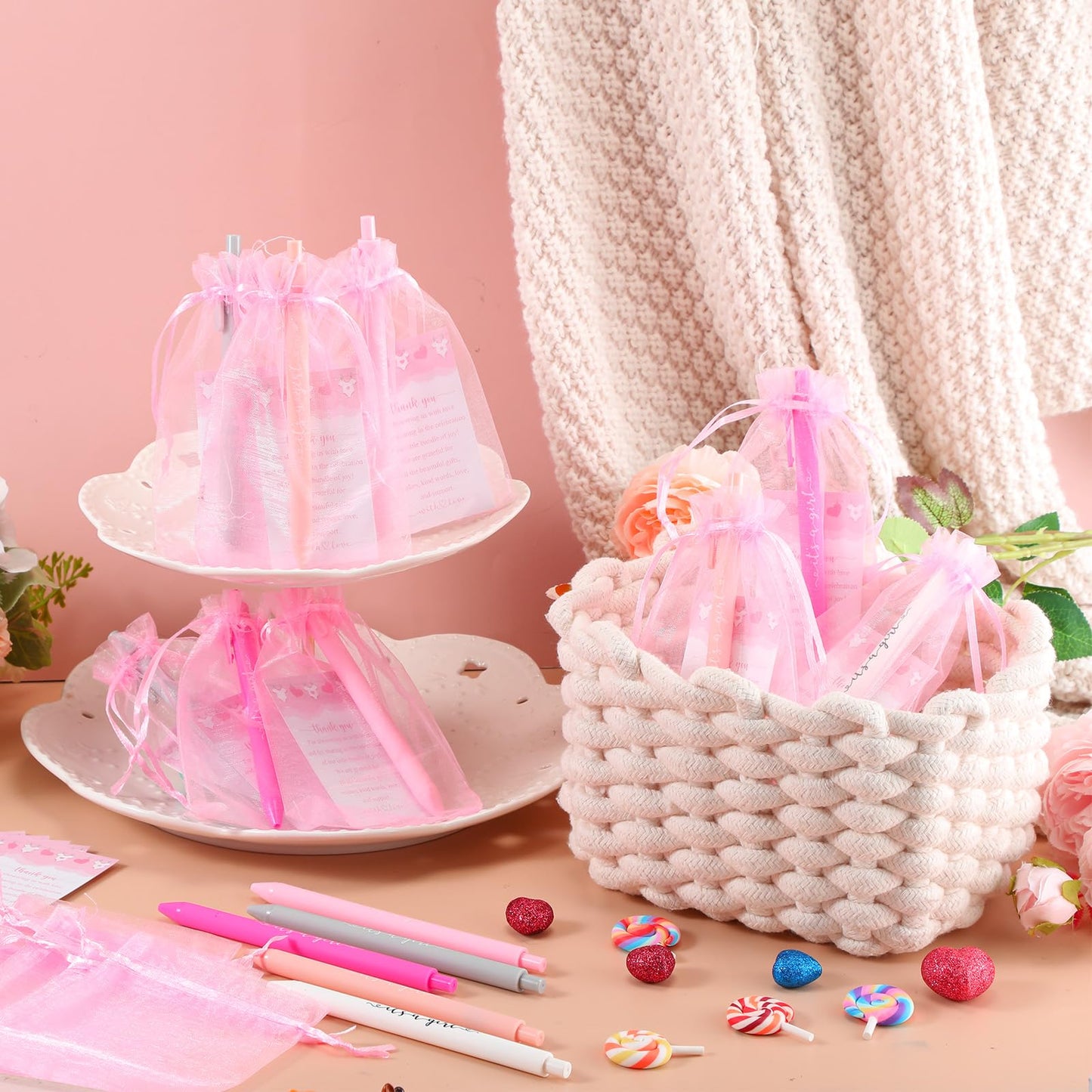 Chuangdi 50 Pack It's a Girl Party Baby Shower Pens Favors for Guests, Pink Gender Reveal Party
