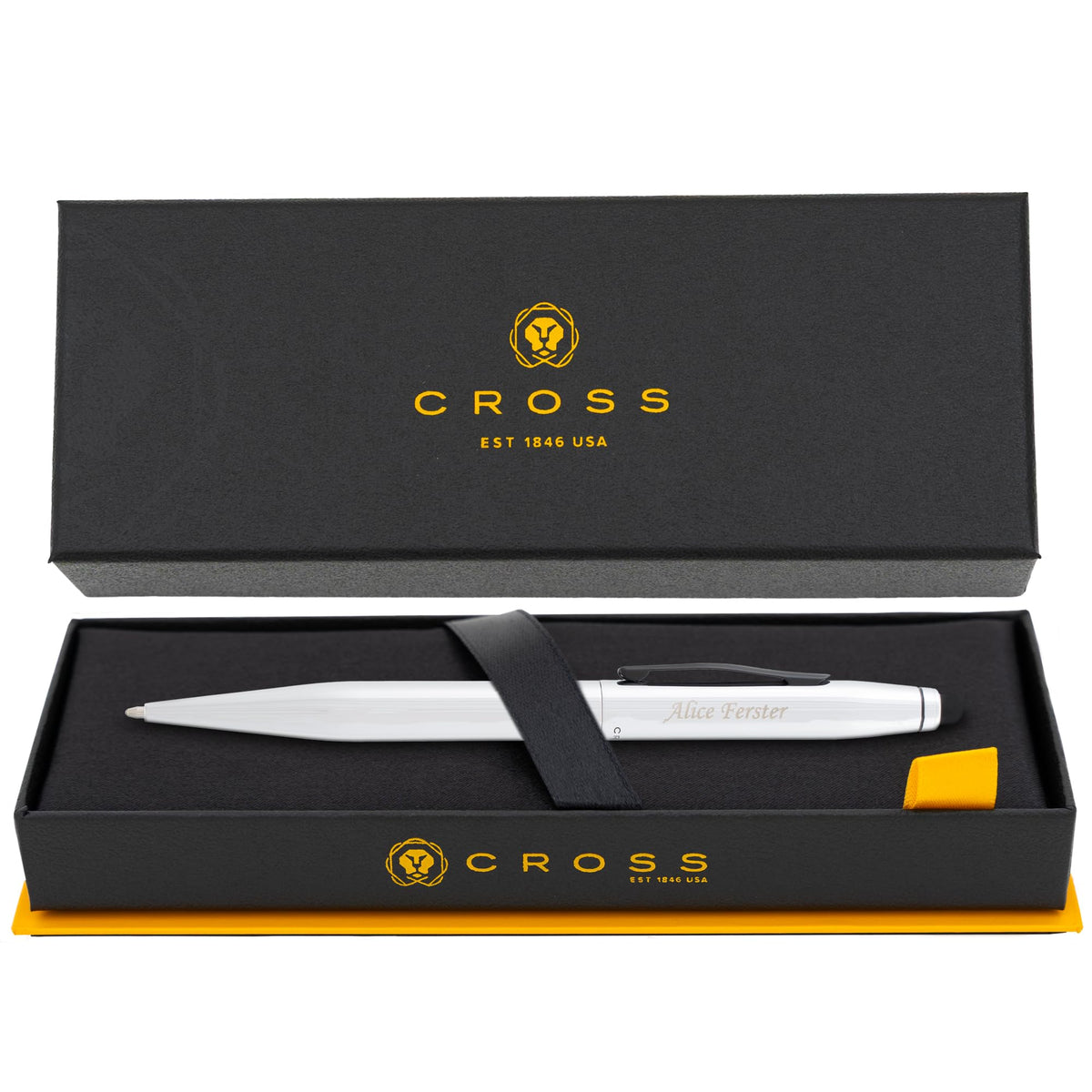 Cross Tech2 Personalized Ballpoint Pen in Chrome with Satin Black Clip