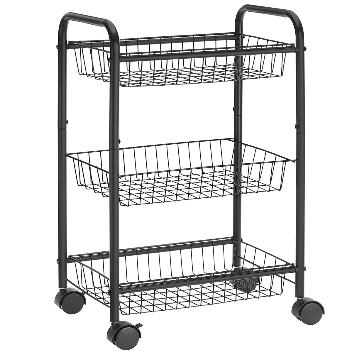 SONGMICS 3-Tier Steel Rolling Cart with Removable Baskets