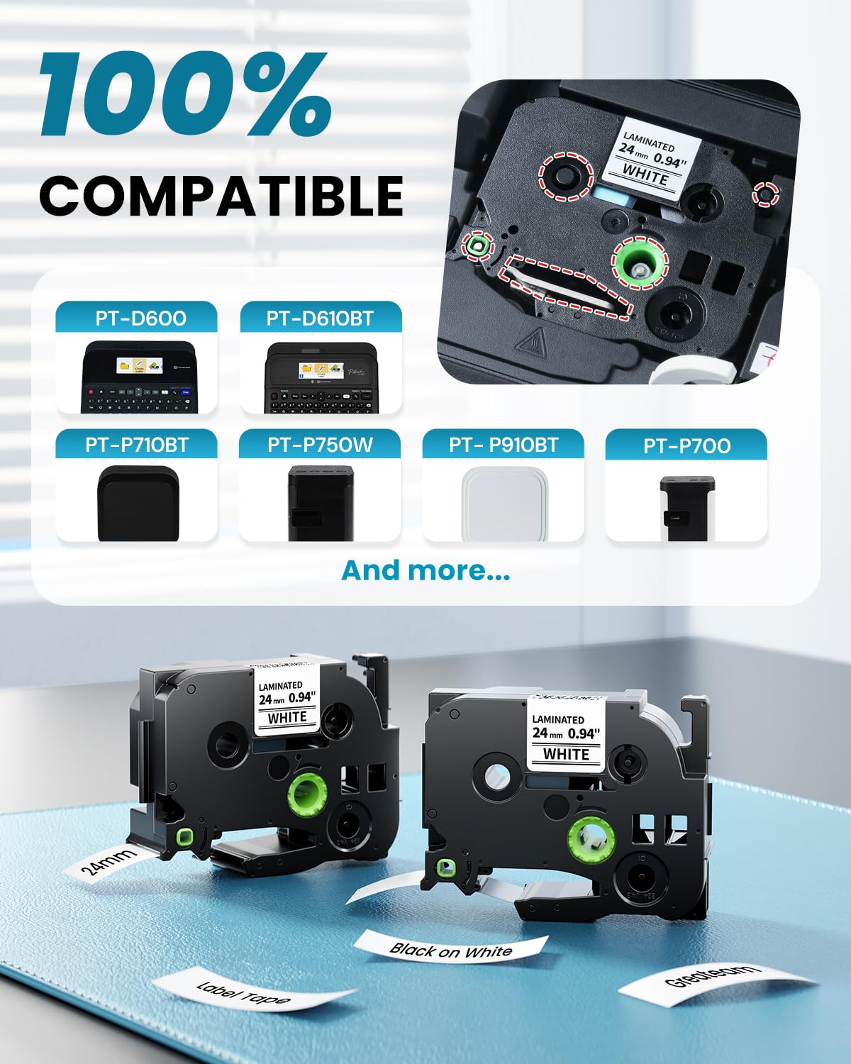 TZe-251 TZe251 24mm Label Maker Tape Compatible Brother P Touch Label Tape