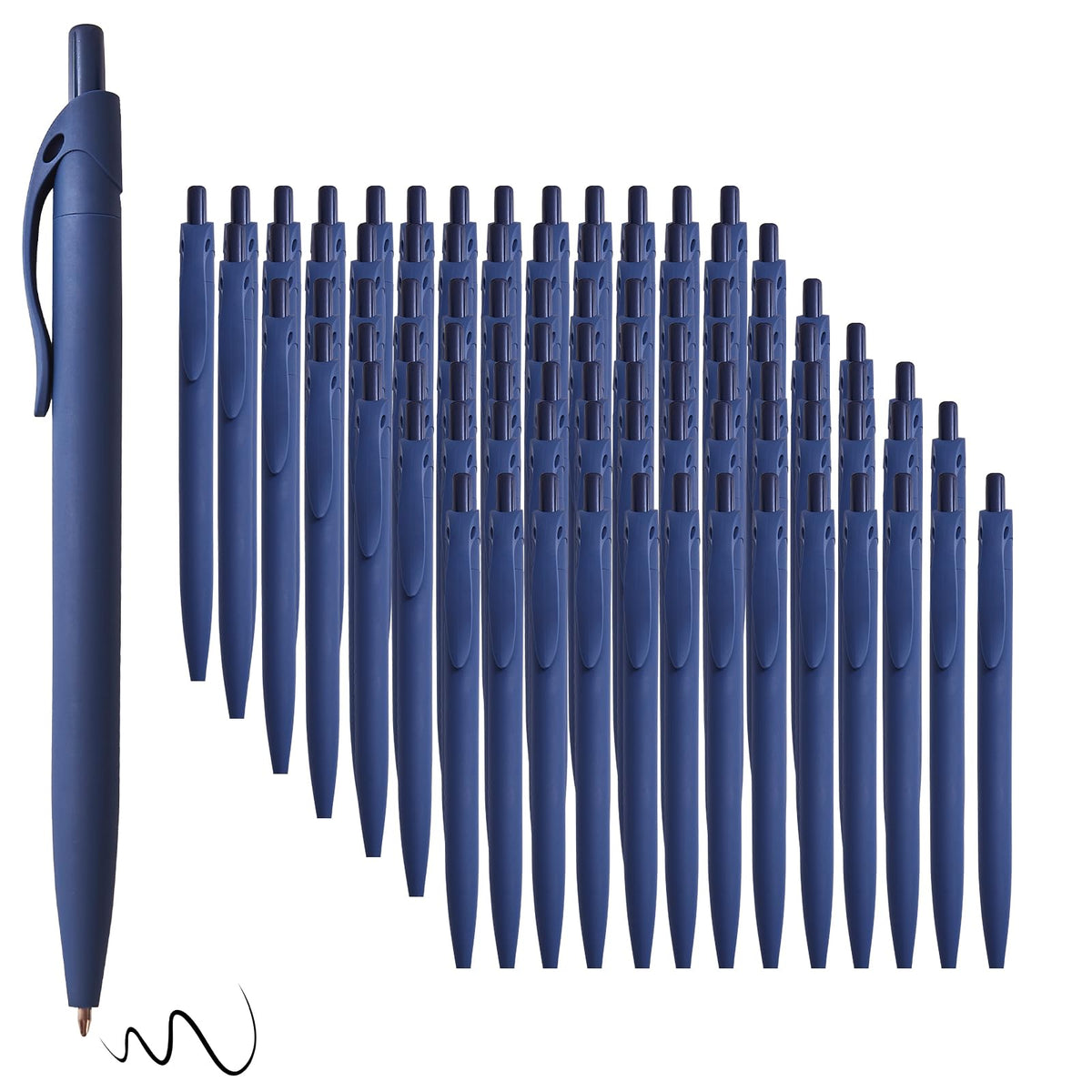 Wiaziert BallPoint Pens, 100 Pack (BLACK Ink),Bulk Pens, Navy Blue Barrel,Click Pens for Office