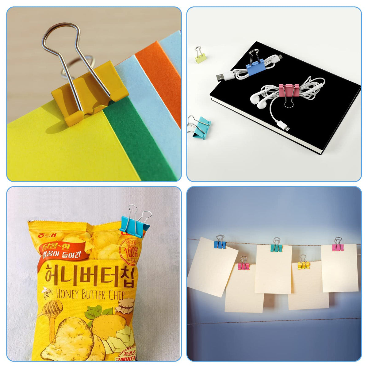 FXJHUDH Binder Clips 24 PCS,1.6 in, Office Supplies, Office Metal Paper Binder Clip, Paper Clamps