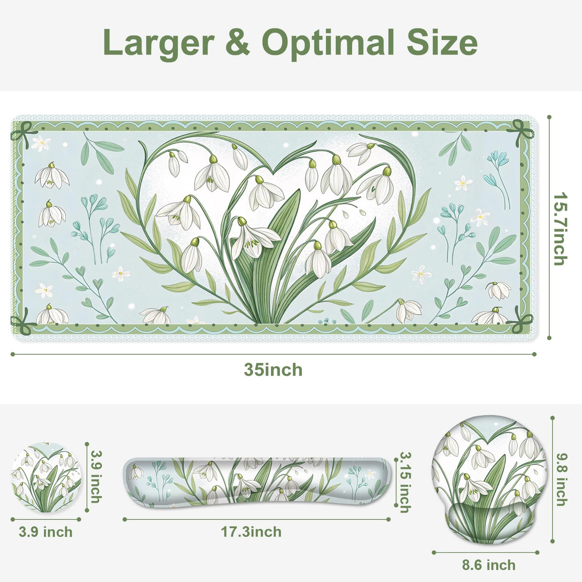 Floral Desk Mat, 4in1 Large Mouse Pad with Wrist Rest, Desk Matt for Desktop, Desk Pad Mat
