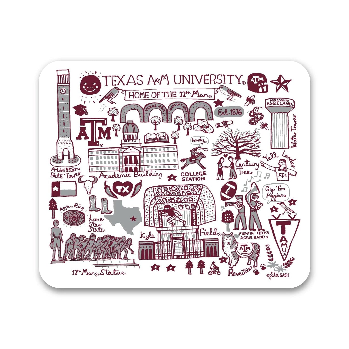 Mouse Pad, Fabric, Texas A&M University Standard/Classic Black
