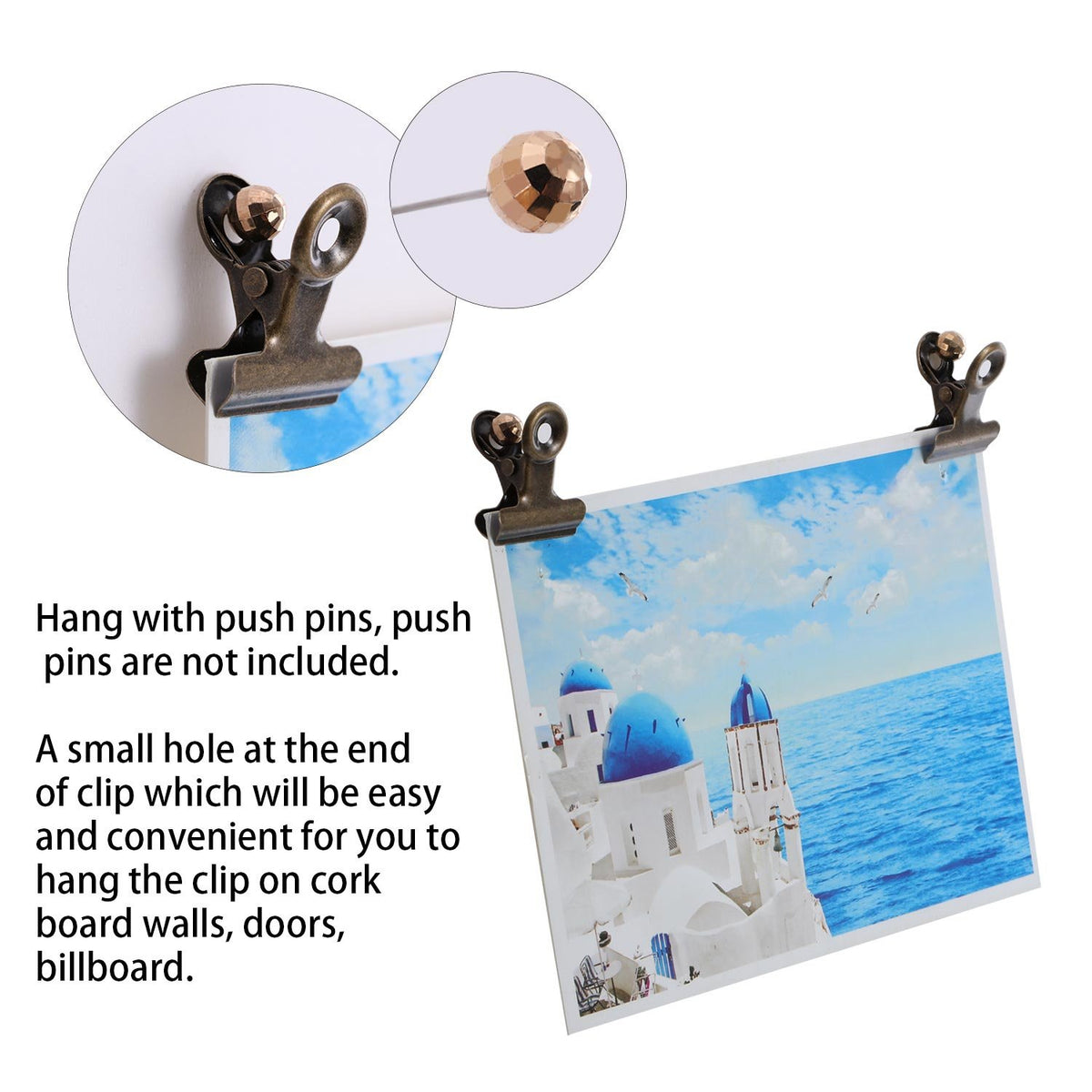 Boao 100 Pcs Cyan Bronze Metal Binder Clips Small for Photos Papers Artwork