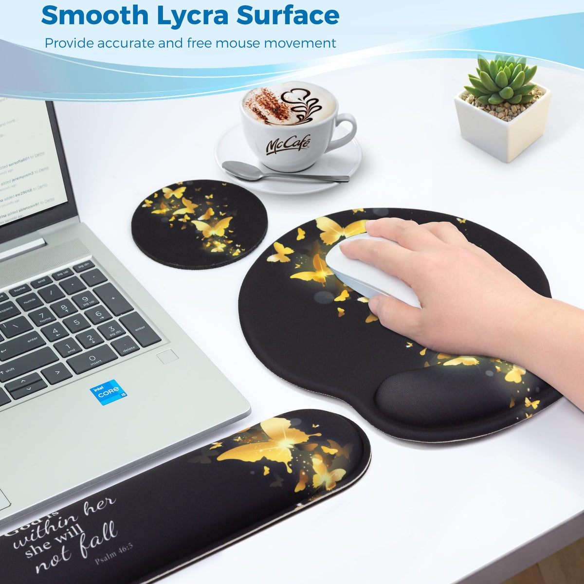 Wiabsi Mouse Pad and Keyboard Wrist Rest Support,Ergonomic Mouse Pad Set