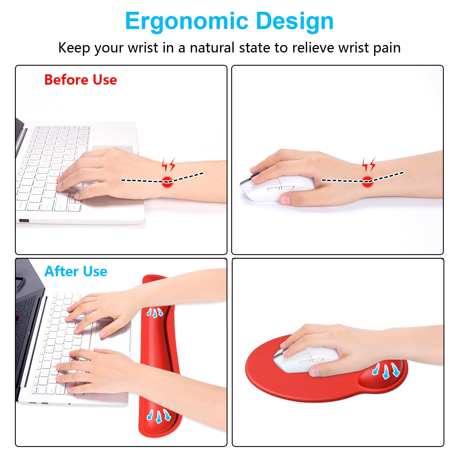 Dapesuom Keyboard Wrist Rest and Mouse Pad with Wrist Support, Cute Memory Foam Cushion for