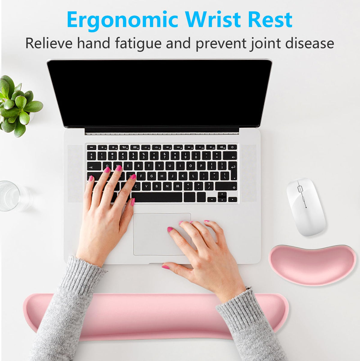 Dapesuom Enlarge Keyboard Wrist Rest, Memory Foam Wrist Cushion for Desk Mats Support, Cute Typing